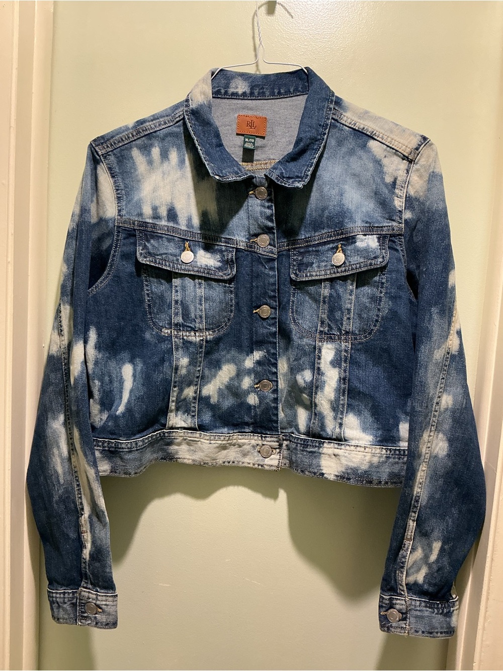 Ralph Lauren Tie-Dye Acid Wash Denim Jacket - Blue & White